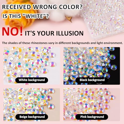 Resin Jelly Rhinestones for Crafting with B7000 Jewelry Glue, 2 Boxes Transparent AB Flatback Crystals with 3Pcs 10ml Glue, Bedazzling Non Hotfix Gems for DIY Tumblers Clothing Shoes Manicure