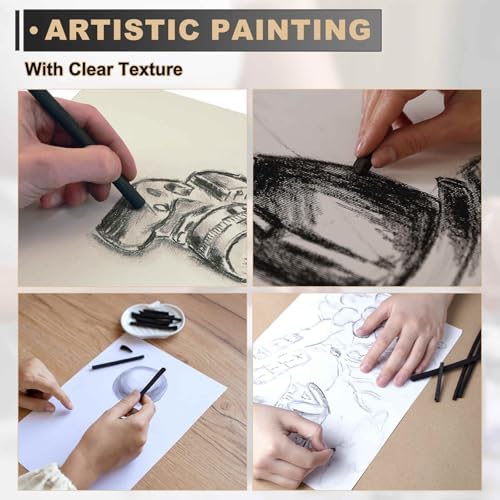 MECCANIXITY Willow Charcoal Sticks, 7-9 x 135mm Willow Charcoal Pencils Soft Sketch Vine Art Supplies Set for Drawing Sketching Shading Painting Artists Beginners (Black, Pack of 6)