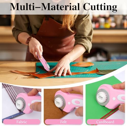 45mm Rotary Cutter for Fabric with 5 Extra Blades, Roller, with Safety Lock