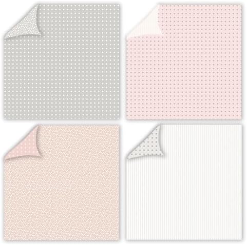 Basic Pastel Scrapbook Paper 24 Sheets Boho Pattern Paper Double Sided Printing for DIY Card Making Scrapbook Wedding Photo Album Home Décor-12 x 12 Inches