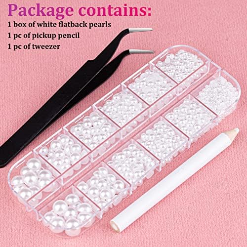 Belleboost Flatback Pearls for Nails White Pearl Nail Charms and Gems