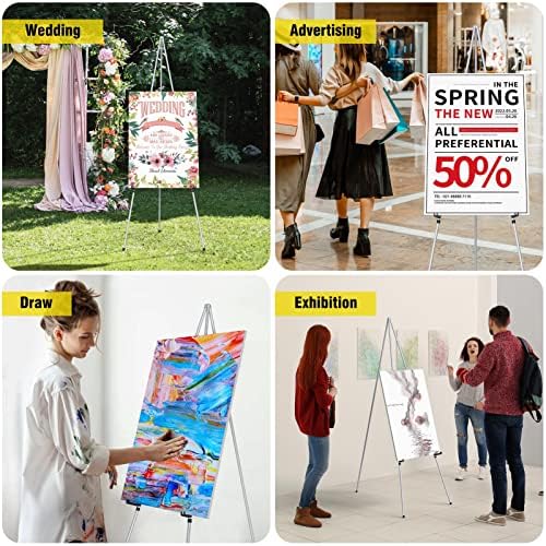 Portable Art Easel Stand 63 Inches - Picture Stands for Display w/Bag - Tabletop Art Easel Stand for Sign, Wedding Signs, Poster Stand, Painting Canvas Stand - Metal Tripod, Easels for Display, 2 Pack