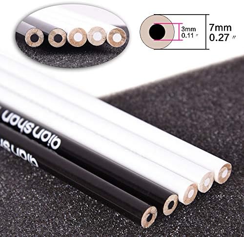 qianshan 5Pcs Black White Color Pencils - Permanent Color Drawing Pencil Oil-based Wooden Colored Pencils for Artist and Beginner Art Projects, 2 Colors of 3 White, 2 Black