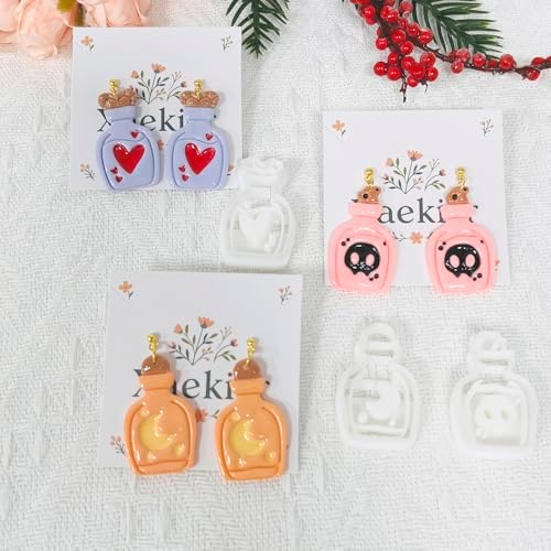 Xaekicr 3PCS Magic Potion Bottle Polymer Clay Cutters Set – Halloween Clay Earring Cutters Molds for DIY Earrings & Jewelry Making – Fun Clay Tools for Polymer Crafts