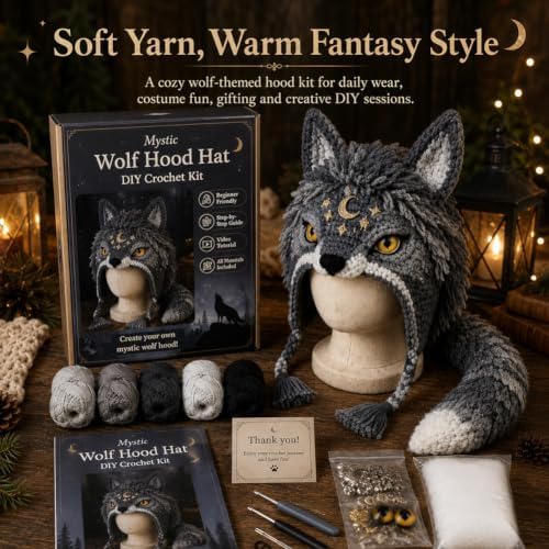 Fantasy Animal Hood Hat DIY Crochet Kit, Complete Crochet Starter Set