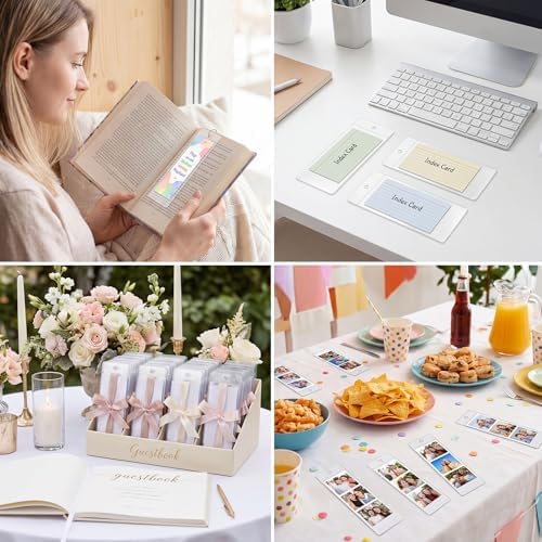 60 Pack Clear Bookmark Sleeves, 5.7 x 1.81in Bookmark Holders with Hole