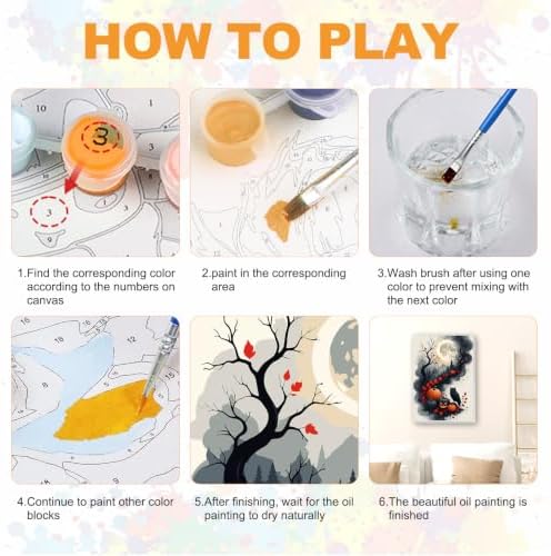 SENQAO Halloween Owl Fall Pumpkin Paint by Number Kits for Adults, DIY Paint by Numbers Kits for Adults Beginners Without Frame, Acrylic Paint Canvas Painting Kits Art for Home Decor 8X12 inch