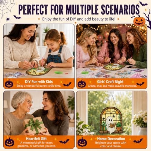 Ghost Hanging Diamond Art Kits for Adults, Diamond Painting Suncatchers