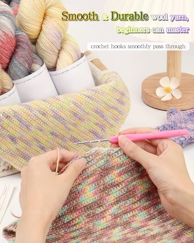 Katech 3 Pack Wool Yarn for Crocheting-Sock Yarn for Knitting-Green Brown