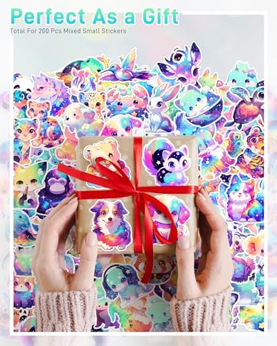 200 Pcs Cute Rainbow Animal Stickers Pack for Kids Girls Teens