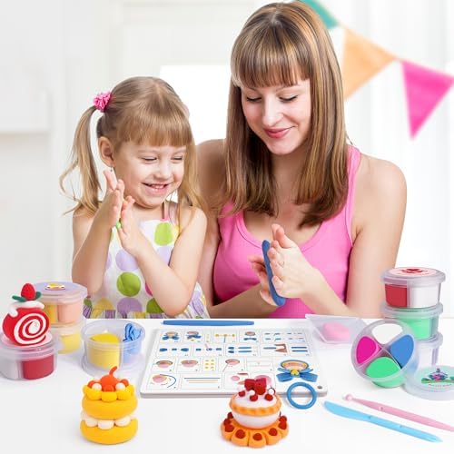 Helsort Air Dry Clay Kit, 12 Cake Modeling Clay for Kids, Tutorial Video