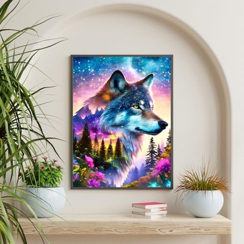 Okarina Diamond Art Kits for Adults & Beginners, Wolf Diamond Painting Kit