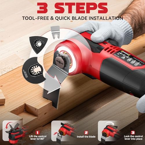 Cordless Oscillating Tool Compatible with Milwaukee 18V Battery(Tool Only), 21,000 OPM Upgraded Brushless 18V Oscillating Multi-tool with 6 Speed, LED Light, DIYtoolifz 4.5° Oscillating Tool for Wood