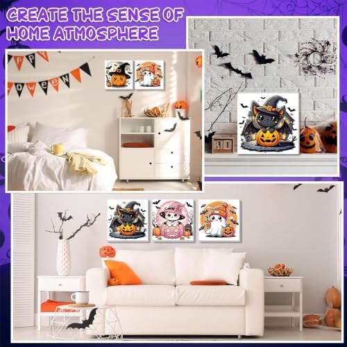 4 Pack Halloween Paint by Number for Kids with Wooden Frame - Wooden Easel
