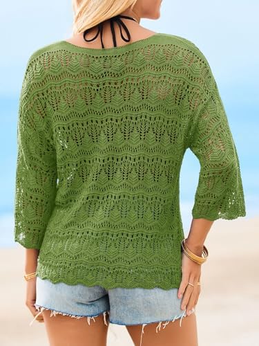 Saodimallsu Womens Crochet Cover Up Sweater Tops