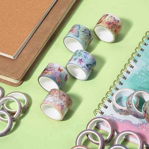 Mr. Pen- Washi Tape Set, 20 Rolls, Assorted Sizes, 4.37 Yards/Roll | Washi Tape for Scrapbook, Arts, Crafts, Journals and Planners, Watercolor Butterfly Design