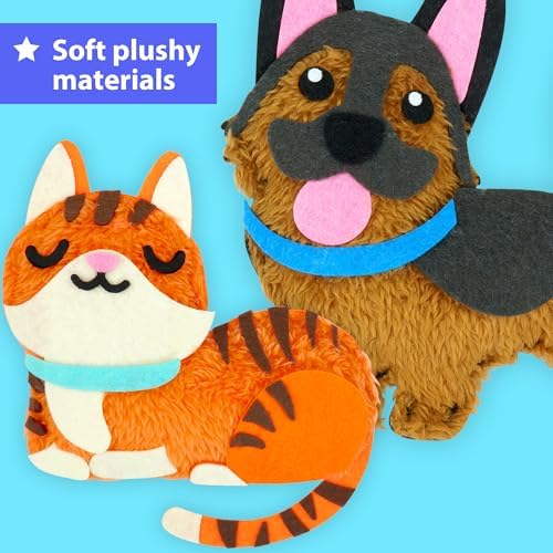 KRAFUN Puppy & Kitten Sewing Kit for Kids Ages 6+ | 8 Dolls