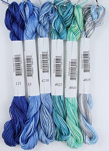 KCS Big skeins of 25 Meters Size 25 Color Variegated Cross Stitch Stranded Threads,6 skeins,19