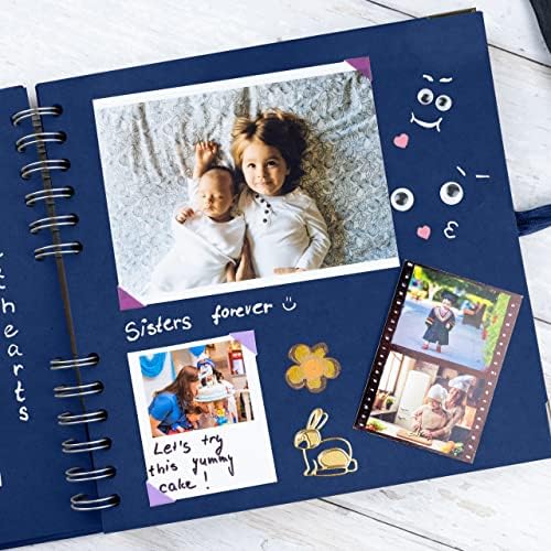 Bstorify Square Scrapbook Photo Albums 8 x 8 Inch Blue Hardcover with Ribbon Closure - Ideal for Scrapbooking, Art & Craft Projects | Hardcover with Thick Kraft Paper, Ideal for Your Scrapbooking Albums, Art & Craft Projects (Blue, 8 x 8 Inch)