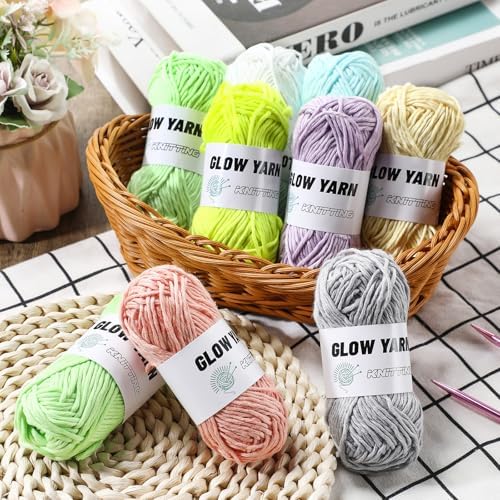 WILLBOND 10 Rolls Glow in The Dark Yarn for Crocheting, Fresh