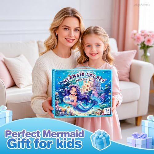 homicozy Mermaid Drawing Kit 208Pcs Art Set Gift for Girls Kids Age 4-12
