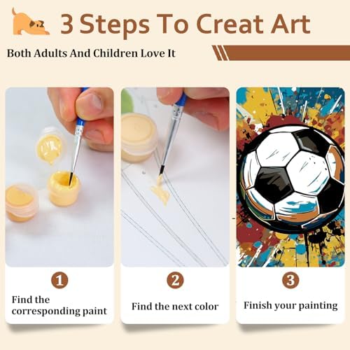 Reivworl Soccer Paint by Numbers Kit for Adults Beginner, 16" Wx20 L Soccer Paint by Number for Adult, Acrylic Painting Kits with Canvas for Gifts and Wall Decor