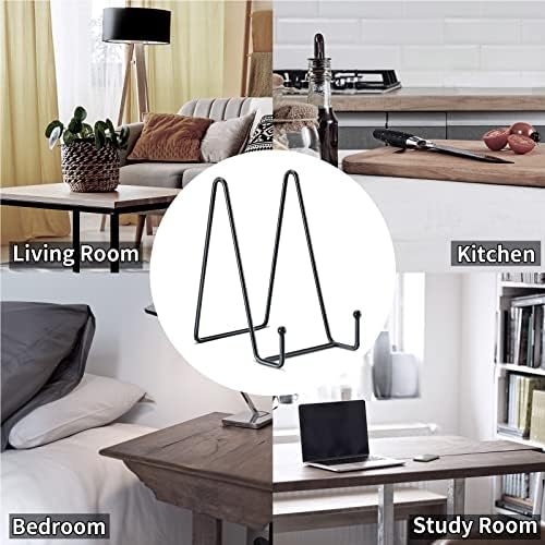 Kruodop 6 Inch Plate Stands for Display, 5 Pack Plate Holder Display Stand, Black Metal Frame Easel Holder Stand for Pictures,Book, Photo, Decorative Plate