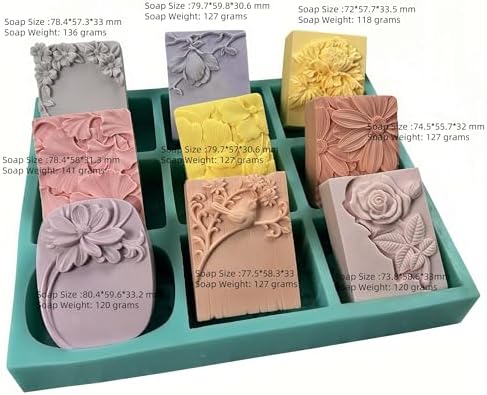 9 Cavities Mixed Flower Soap Mold, Handmade Soap Making Silicone Tray, Flower Silicone Molds for Natural Soap, Scented Candle Wax, Plaster Diffuser, Crystal Epoxy Decorations