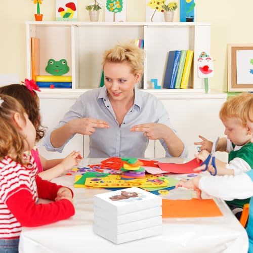 ESRICH 8 Pack Mini Canvases for Painting 5x5In, 2/5''Profile Small Square Canvases, Primed Cotton Small Stretched Canvas for Kids' Painting Supplies Such as Painting Parties,School&Home Decor Projects