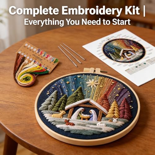 Christmas Nativity Embroidery Kit, Cross Stitch Kit for Adults DIY Craft
