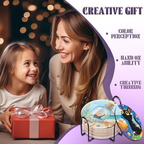 8 Pcs Beach Diamond Art Coasters Kits, Diamond Painting Coasters Kits 