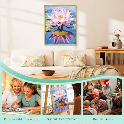 Paint by Numbers Kit for Adults, Lotus DIY Acrylic Painting Kit, 16x20 Inch