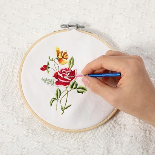 13 PCS Punch Needle Kit Embroidery Punch Needle Tool Punch Needles with Handles Punch Embroidery Kit with 10 Sizes Embroidery Tool Punch for Adults Beginner Cross Stitch DIY Craft
