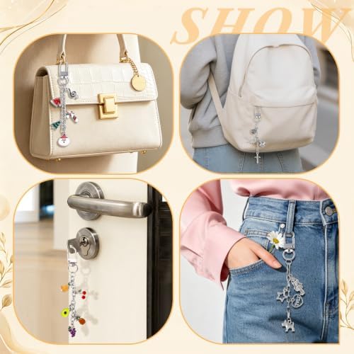 Wurosi 24 Sets Keychain Making Kit for Bag Charm with Package,Silver