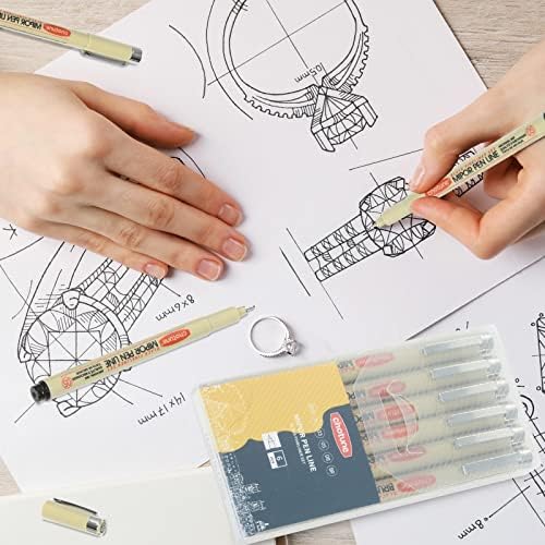 GETHPEN Micro Fineliner Set, Black Waterproof Fine Line Drawing Pens,6 Pack