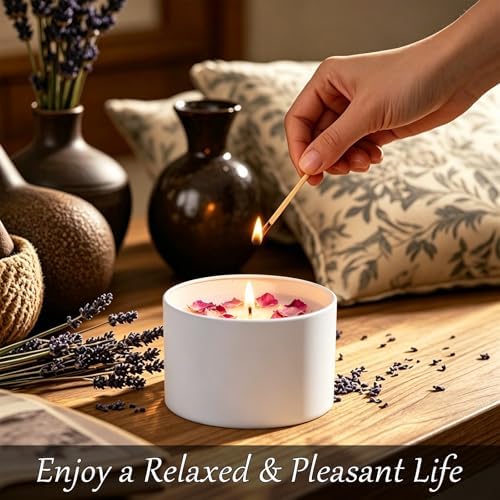 Candle Jars 8 Oz, Iron Empty Candle Tins, Candle Jars for Making Candles, Candle Jars with Lids, Small Tins with Lids, Tins for Candle Making, Small Items, Gift (White Metal Woodgrain Lid, 8oz-12pcs)