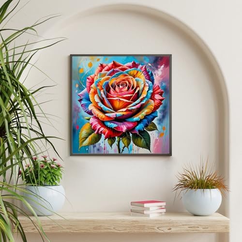 Diamond Art Kits for Adults & Beginners, Colorful Rose Diamond Painting Kit