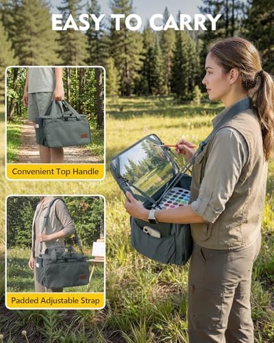 Magicfly Large Art Bag, Waterproof Paint Organizer Bag with Drawing Easel