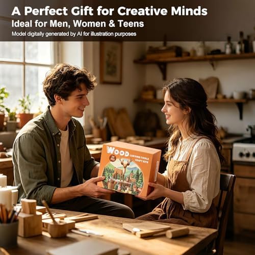 Wood Carving Kit for Beginners-Whittling Kit with Wood Blocks and Paint Set