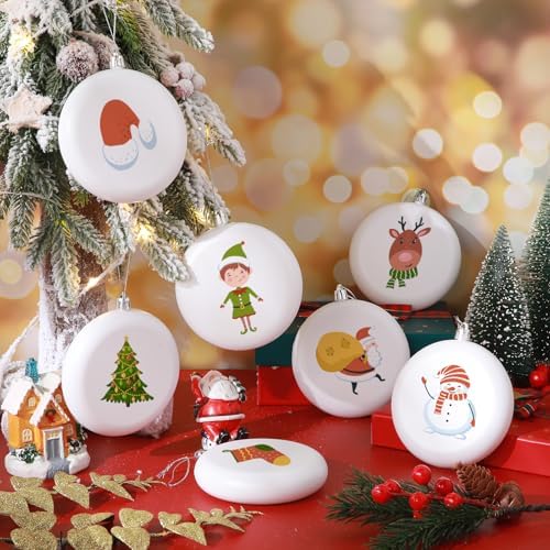 Zubebe 72 Pcs 4 Inch Christmas Blank White Ball Ornaments