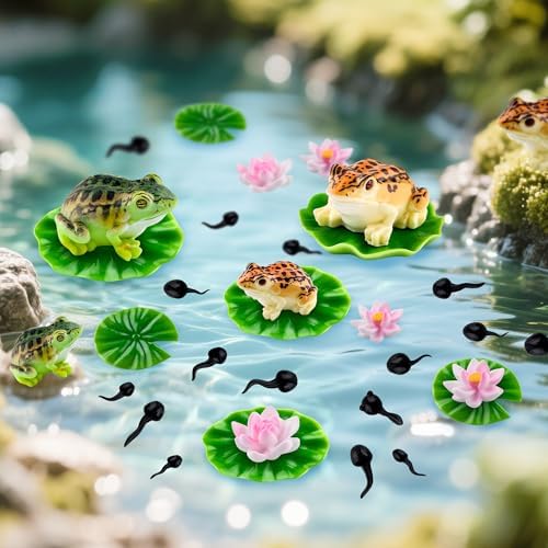 30Pcs Mini Resin Pond Accessories Miniature Floating Lotus Water