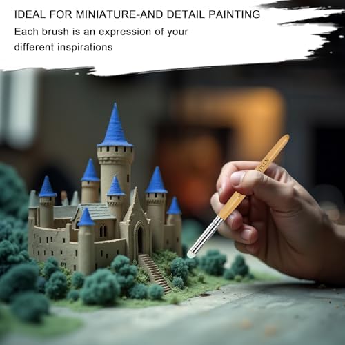 Drybrush Set, 5 Sizes Miniature Paint Brushes, Multipurpose, Animal Hair, White, Silver, for Advanced & Professional Art, Tabletop & Wargames Miniature Watercolor Oil Painting