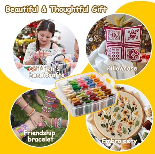 187Pcs Embroidery Floss Polyester Cross-Stitch Thread Kit with Tailoring Tools 150 Colors Friendship Bracelets Floss for Embroideries Sewing Handicraft DIY Project