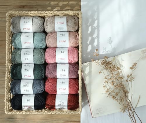 Cotton, Bamboo,Linen Blended Yarn 2 Skeins 50g/1.76oz- 17 Black