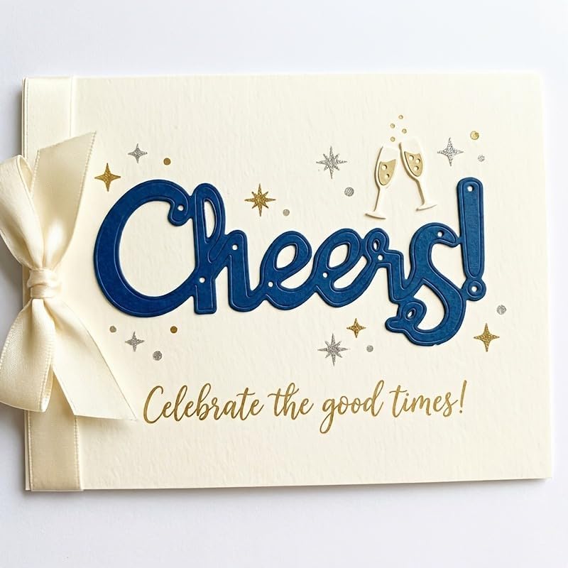 Lapoo Words Cutting Die for Scrapbooking - Durable, Cut Stencils for DIY Scrapbook Photo Album Decorative Paper Card, Card Making Supplies Party Wedding Decorations (Cheers 3 x 1.3 in)