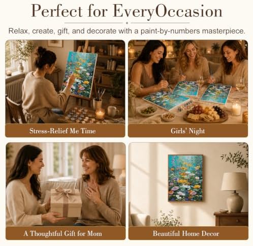 TELMOXA Wildflowers Paint by Numbers Kit for Adults, 16x20 in