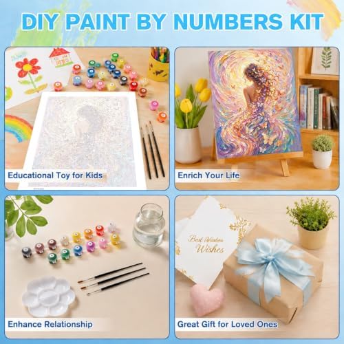 Woman Paint by Numbers Kit for Adults, DIY Oil Painting Canvas 16x20inch