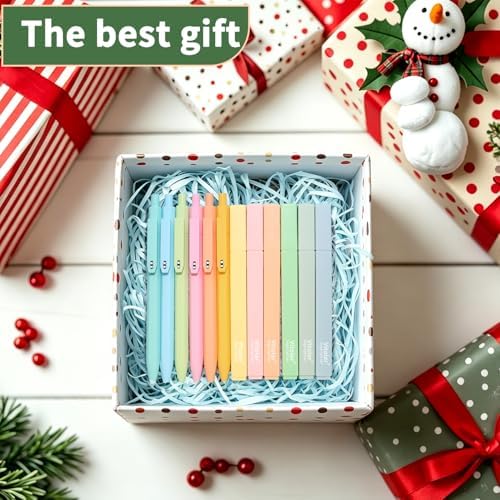 Vitoler Highlighters and Gel Pens set 12 Packs,No Bleed Fast Drying Pens | for Teacher Nurse Study, Journaling and Office Supplies