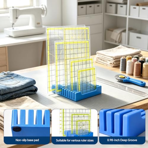 Adameng 12 Slot Quilting Ruler Holder Sewing Ruler Holder Organizer for Quilting,Storage Rack for Quilting Rulers