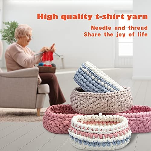 2 PCS 800g T-Shirt Elastic Fabric Crochet Cloth Yarn for DIY Knitting, 260 Yards Spaghetti Thick Knitting Yarn for Hand DIY Bag Basket Cushion Crocheting Projects,Home Decor (Dark Grey)